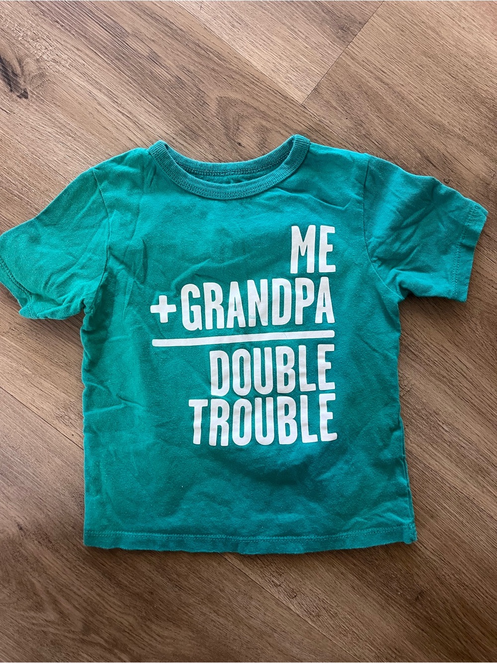 Kids' Teal Graphic Tee - 'Me + Grandpa Double Trouble' 2T